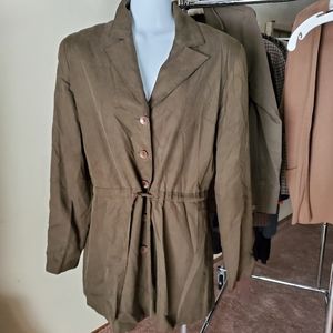 Vintage green Izarra belted silk blazer jacket